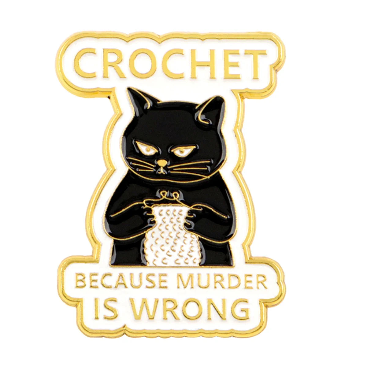 Black Cat Crochet Enamel Pin 1