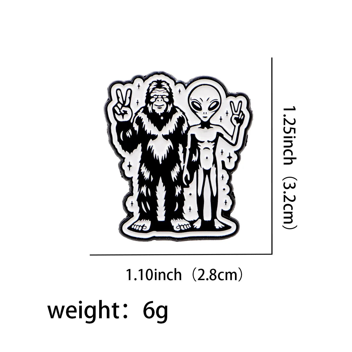 I Want to Believe Bigfoot and Alien Peace Enamel Pin 1