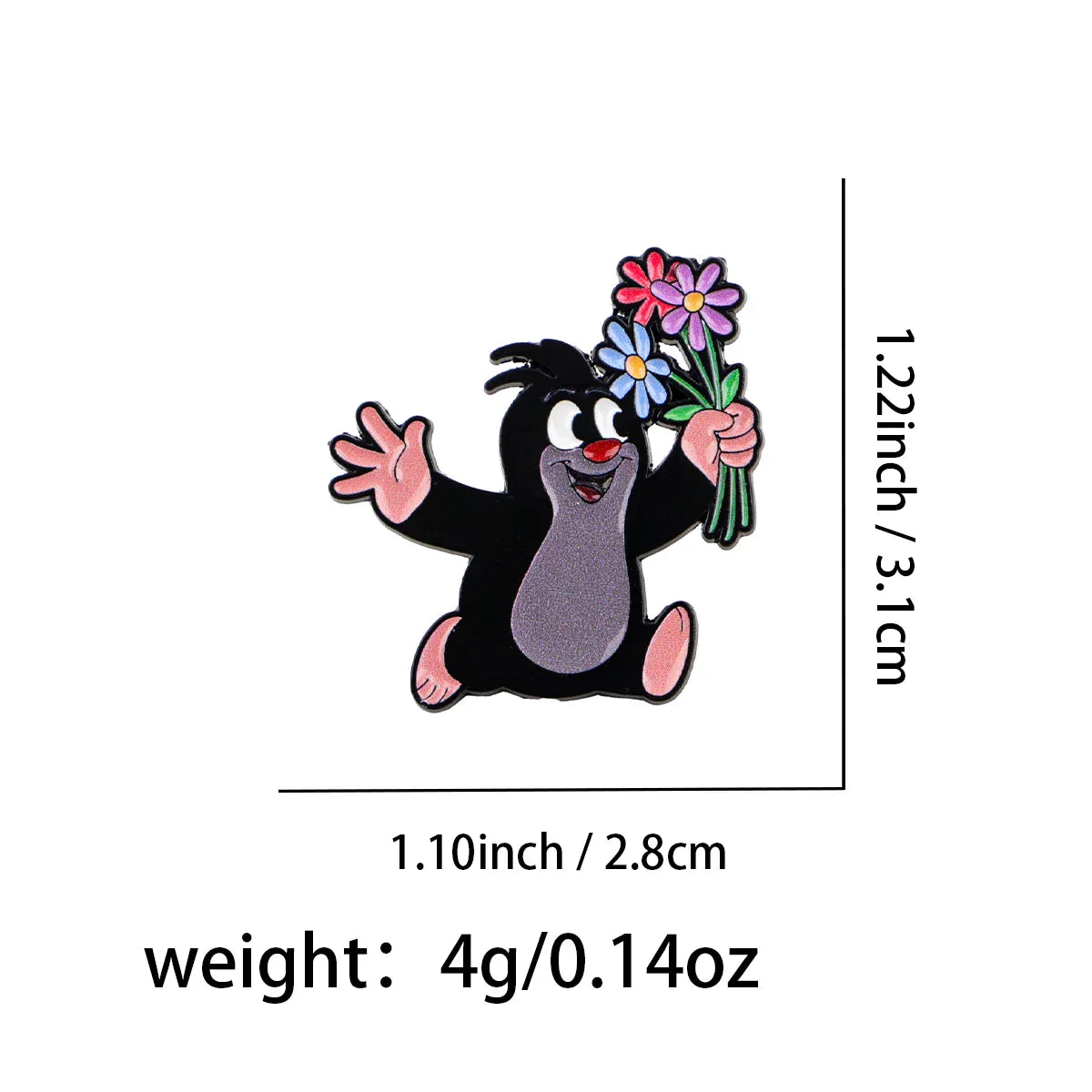 Funny Little Mole Enamel Pin Cute Animal Brooch Pines Lapel Pins Badge on Backpack Clothing Accessories Cartoon Jewelry