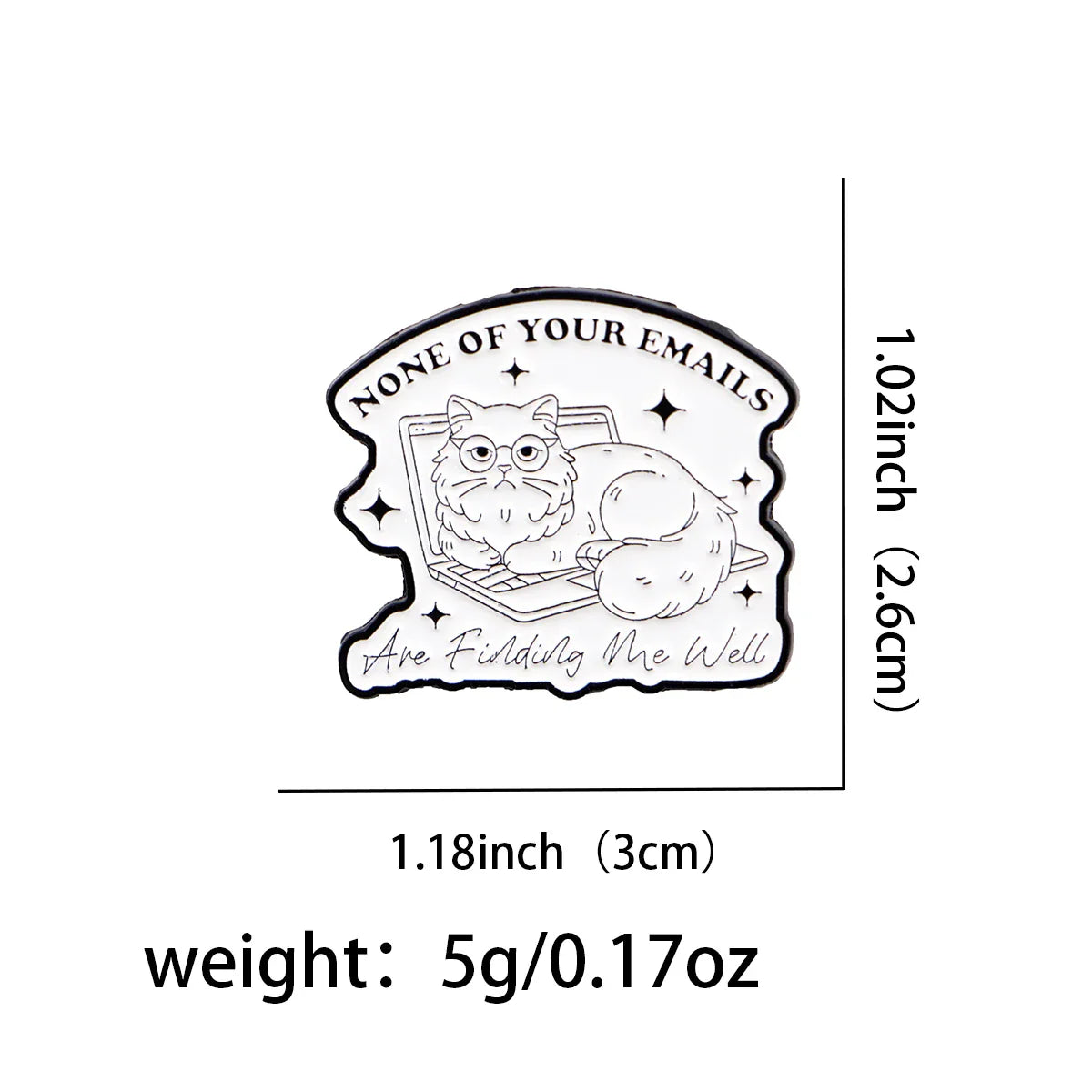 None Of Your Emails Office Cat Enamel Pin 1