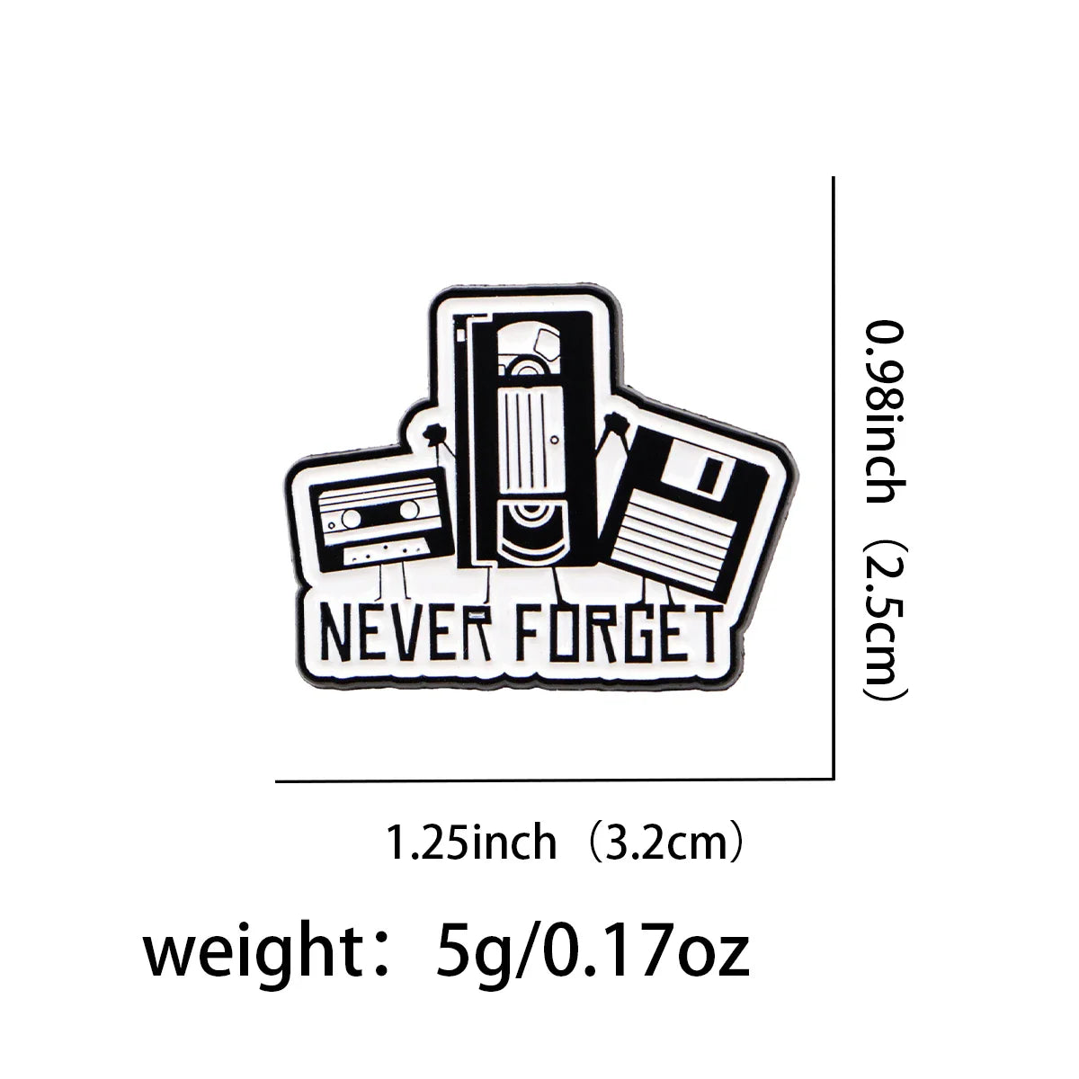Retro Tape Never Forget Enamel Pin 1