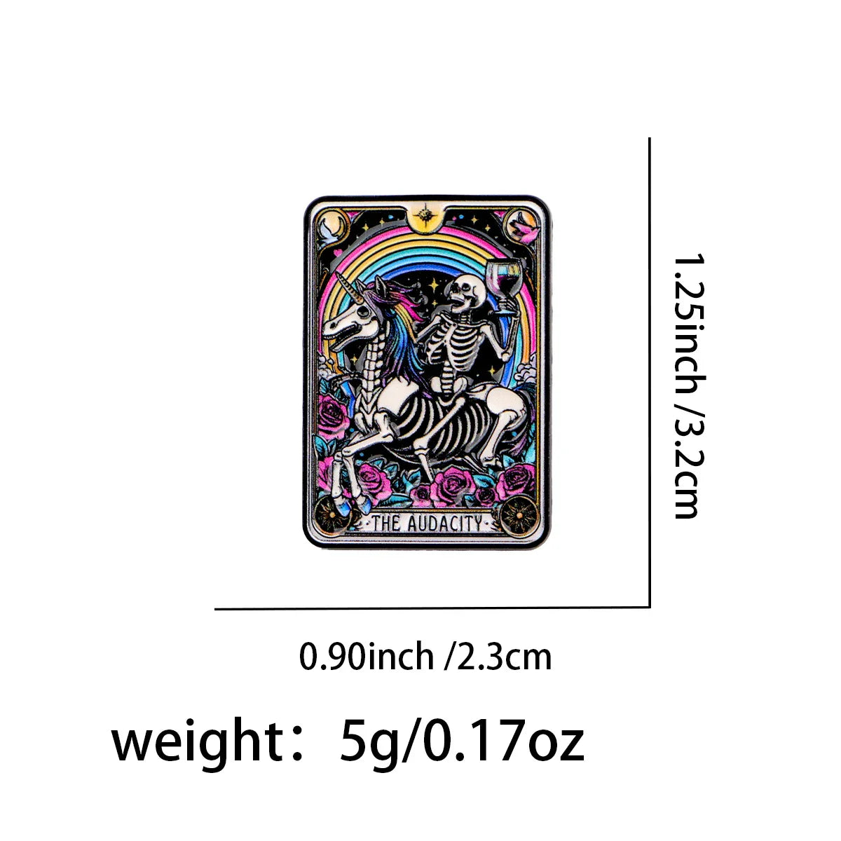 Skeleton Tarot Enamel Pin ’Audacity ’Brooch Pines Lapel Pins Badge on Backpack Clothing Accessories Punk Jewelry Gifts
