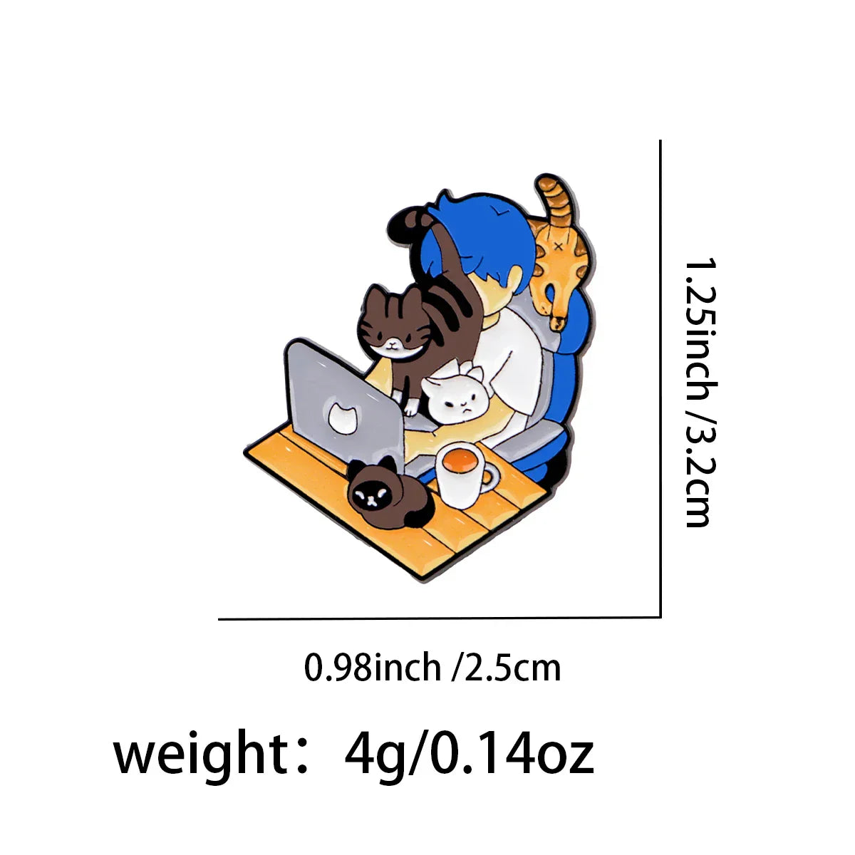 Work Cats Enamel Pin Cute Brooch Pines Lapel Pins Badge on Backpack Clothing Accessories Animal Jewelry Cat Lover Gifts