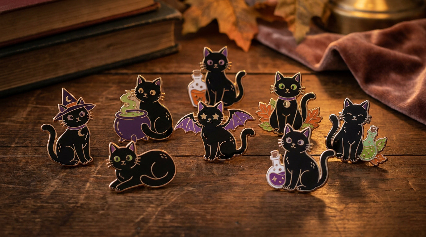 Best black cat enamel pins for spooky season