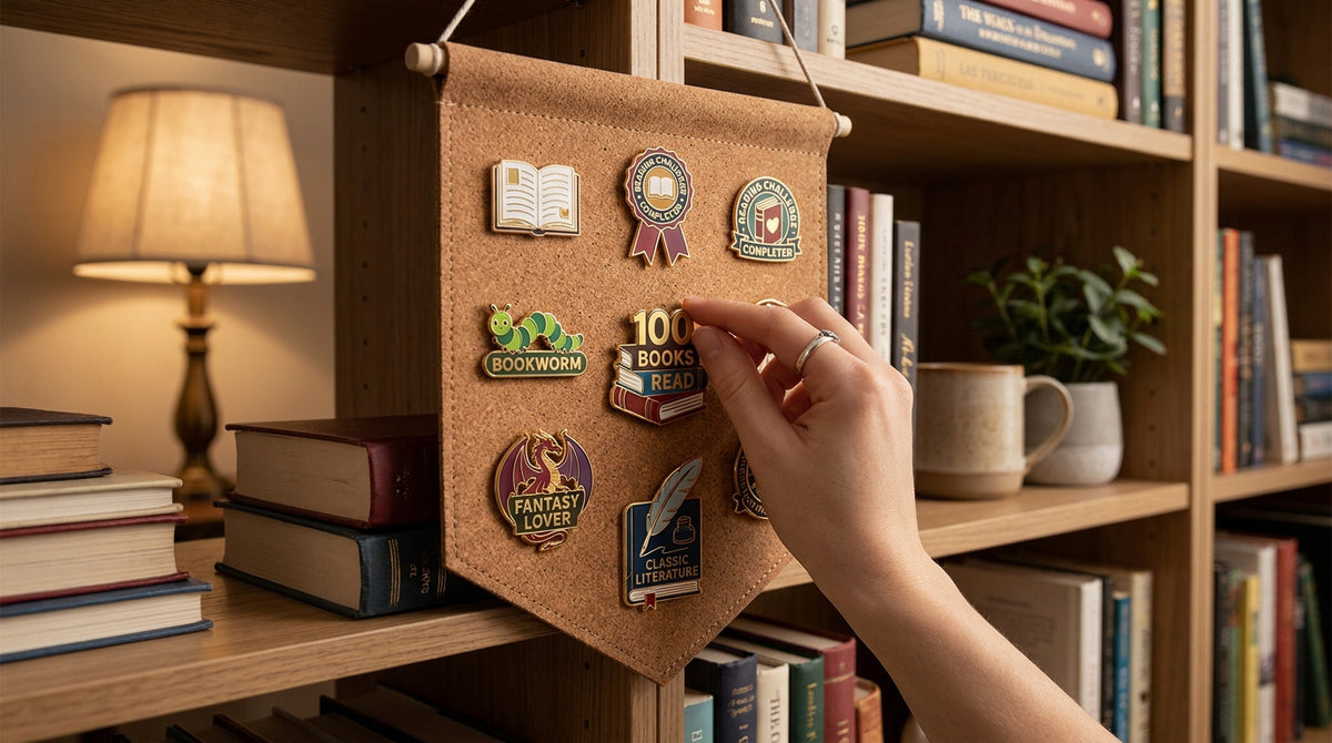 How to track your reading goals with enamel pins
