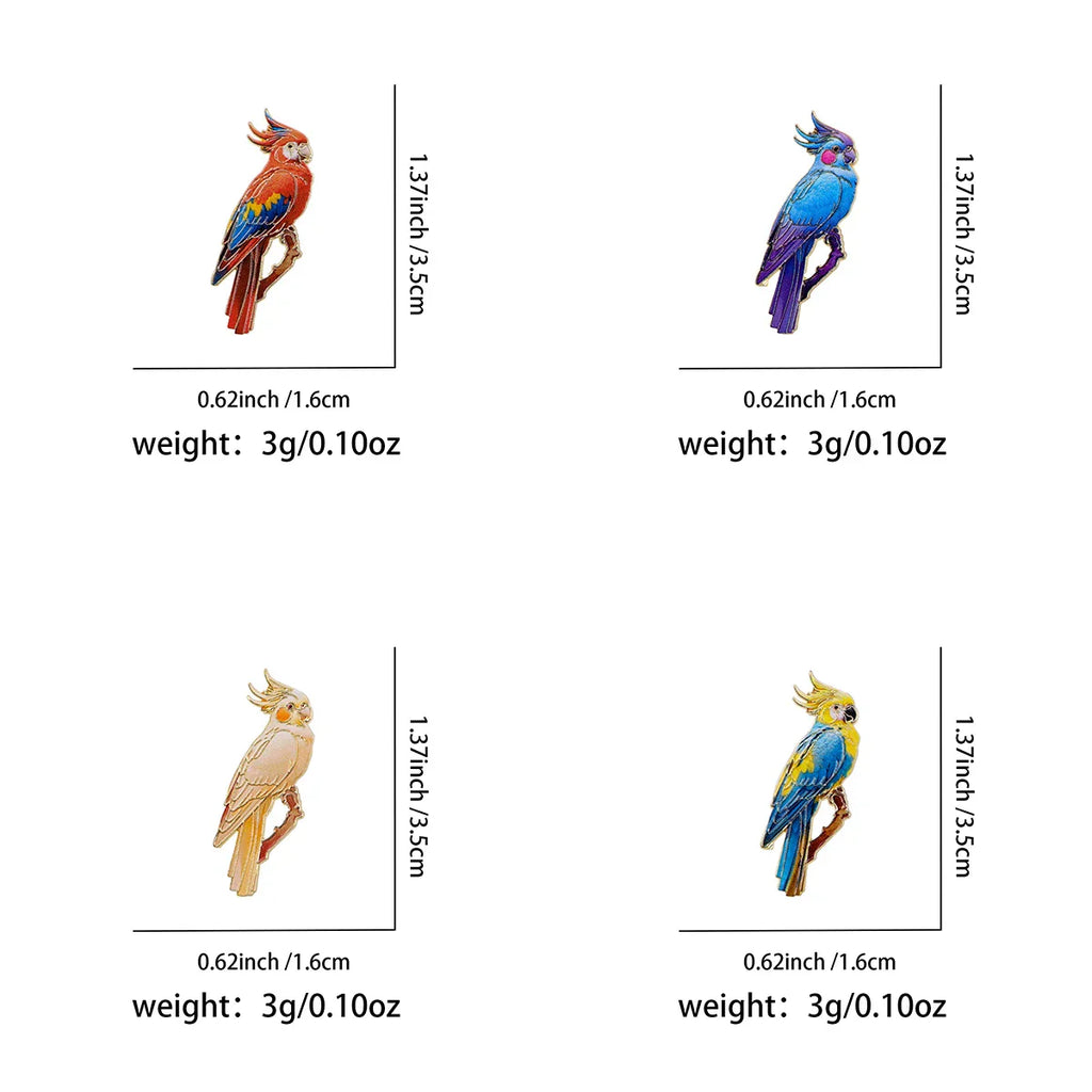 4pcs Colorful Parrot Enamel Pin Cute Brooches Pins Badge on Backpack Clothing Accessories Vintage Jewelry Friends Gifts