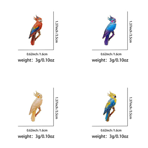 4pcs Colorful Parrot Enamel Pin Cute Brooches Pins Badge on Backpack Clothing Accessories Vintage Jewelry Friends Gifts