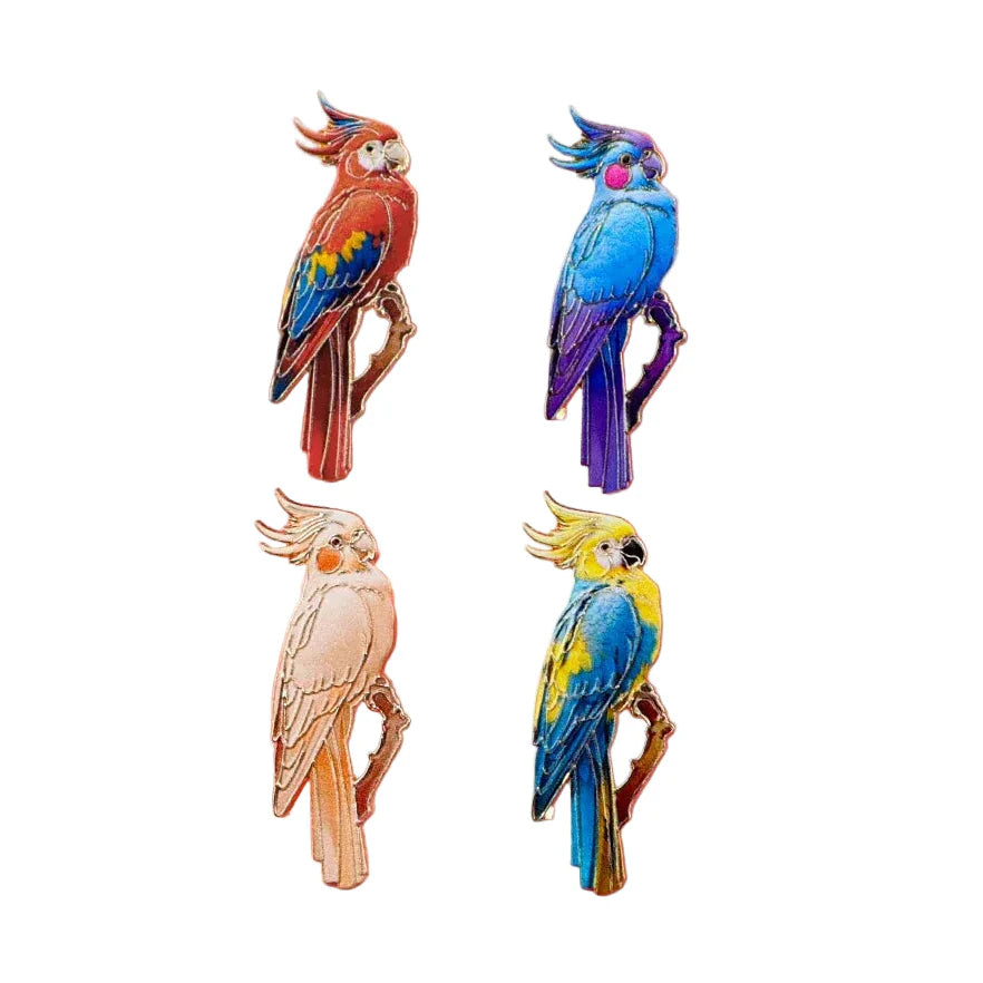 4pcs Colorful Parrot Enamel Pin Cute Brooches Pins Badge on Backpack Clothing Accessories Vintage Jewelry Friends Gifts