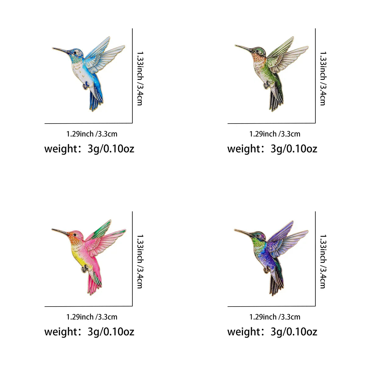 4pcs Hummingbird Enamel Pin Cute Brooch Pines Lapel Pins Badge on Backpack Clothing Accessories Vintage Jewelry Friends