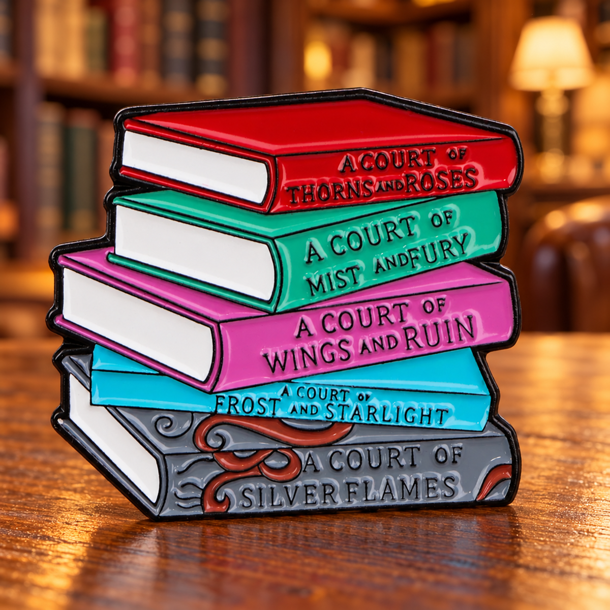 Story Book Pin in a cozy library setting