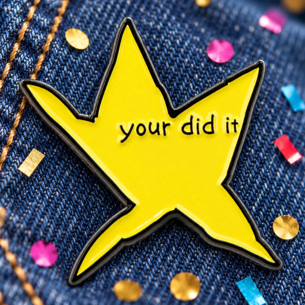 Funny Your Did It Star Pin enamel pin in a lifestyle setting