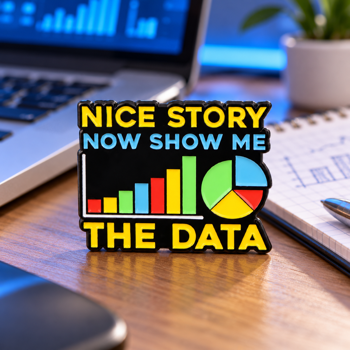 Data Scientist Pin enamel pin in a styled lifestyle setting