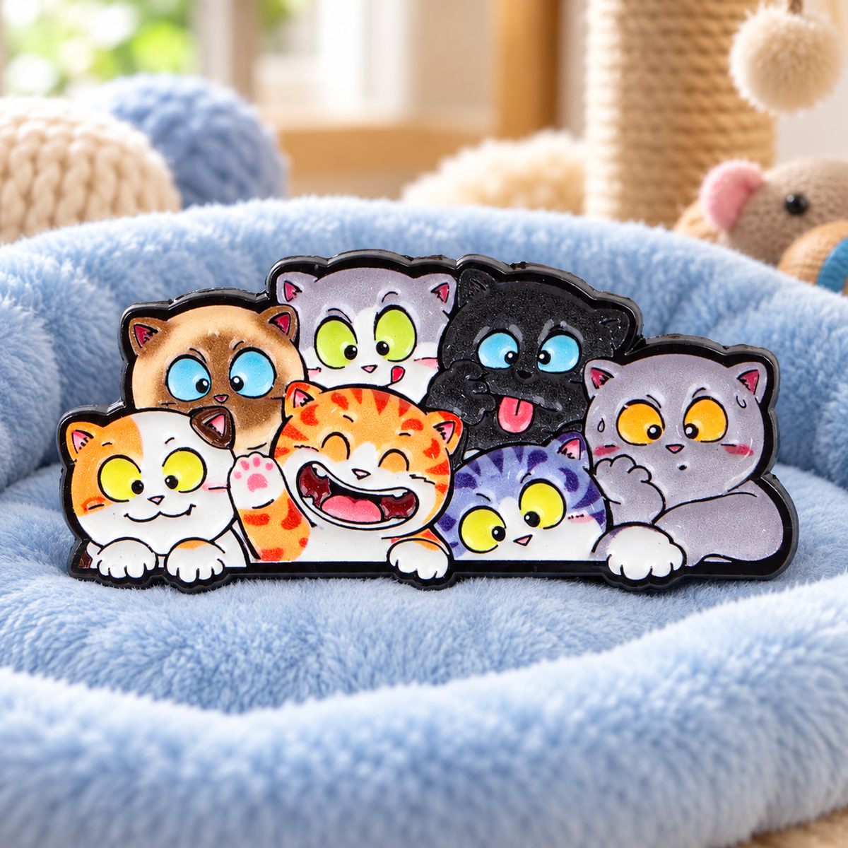 Confused Cute Cat Pin lifestyle product photo