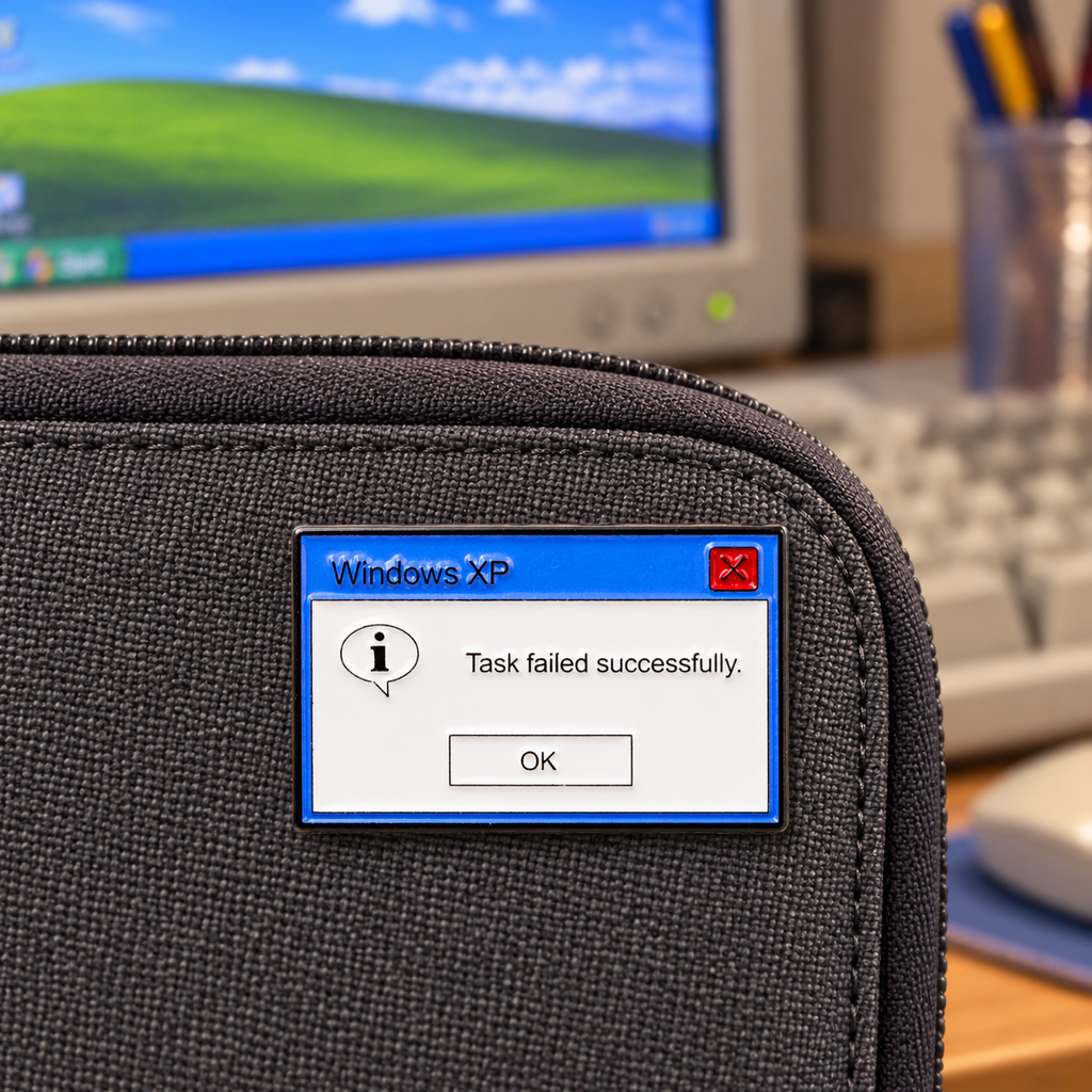 Task Failed Successfully Windows XP Pin lifestyle product photo