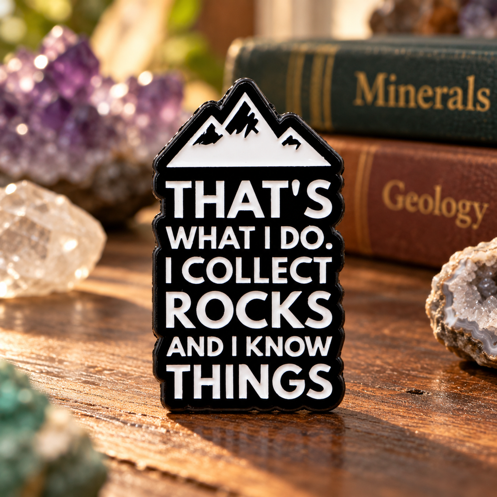 That's What I Do I Collect Rocks and I know Things Pin lifestyle product photo