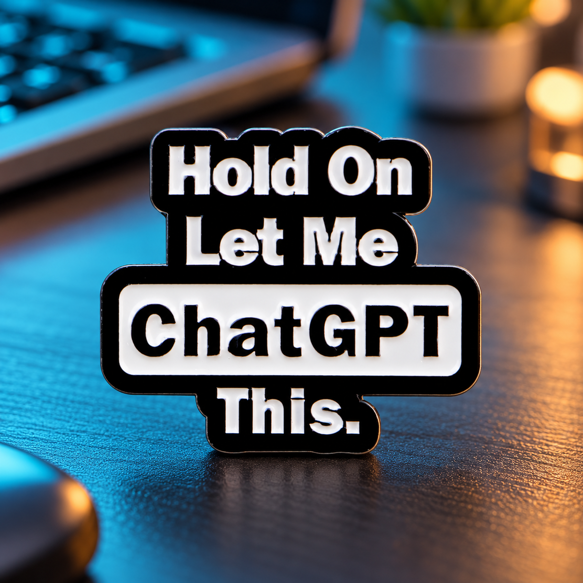 Hold On Let Me ChatGPT This. Pin lifestyle product photo
