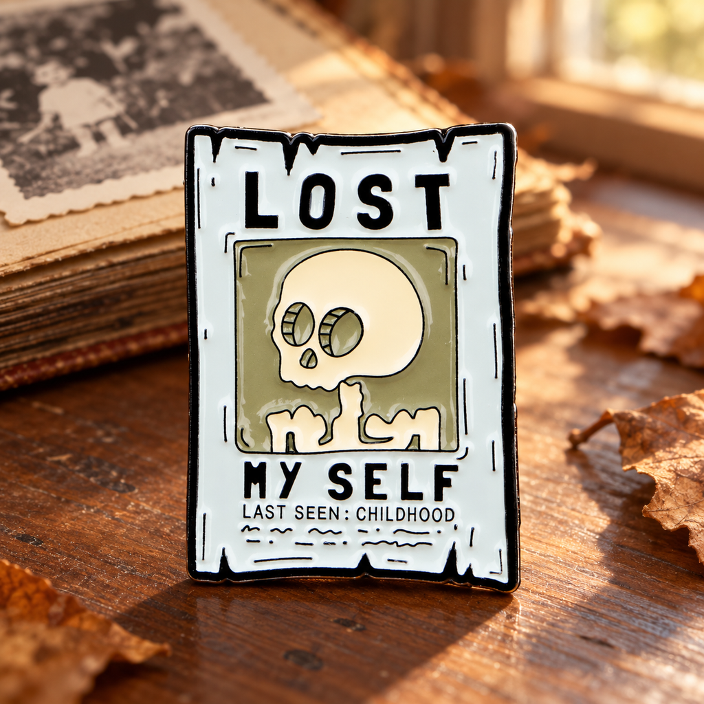 Lost My Self Last Seen: Childhood Skeleton Pin lifestyle product photo