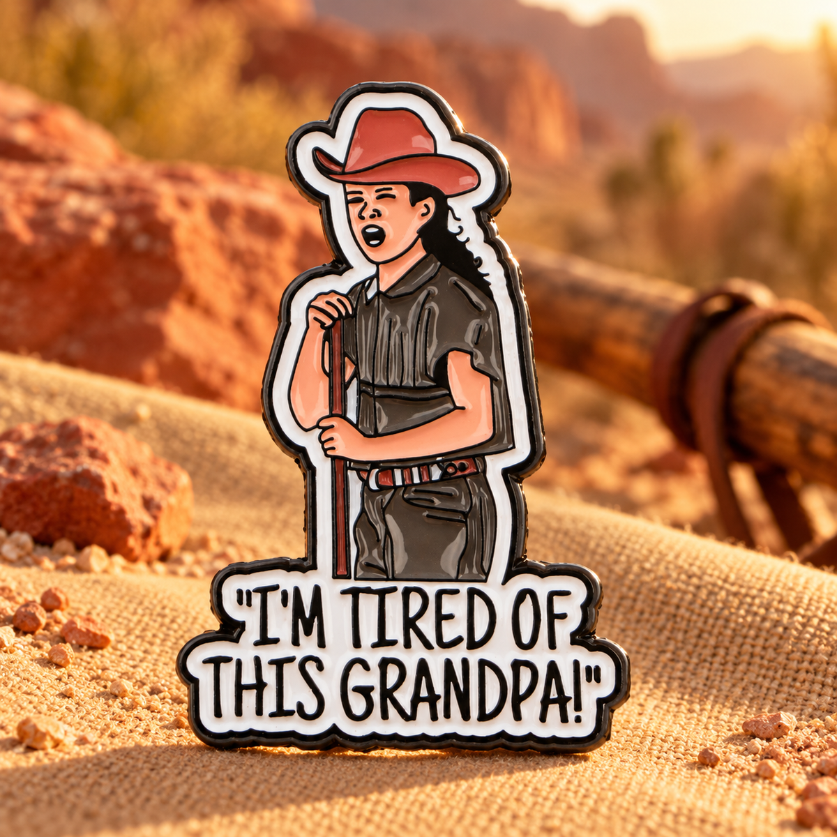 "I'm tired of this, grandpa!" | Holes Pin lifestyle product photo