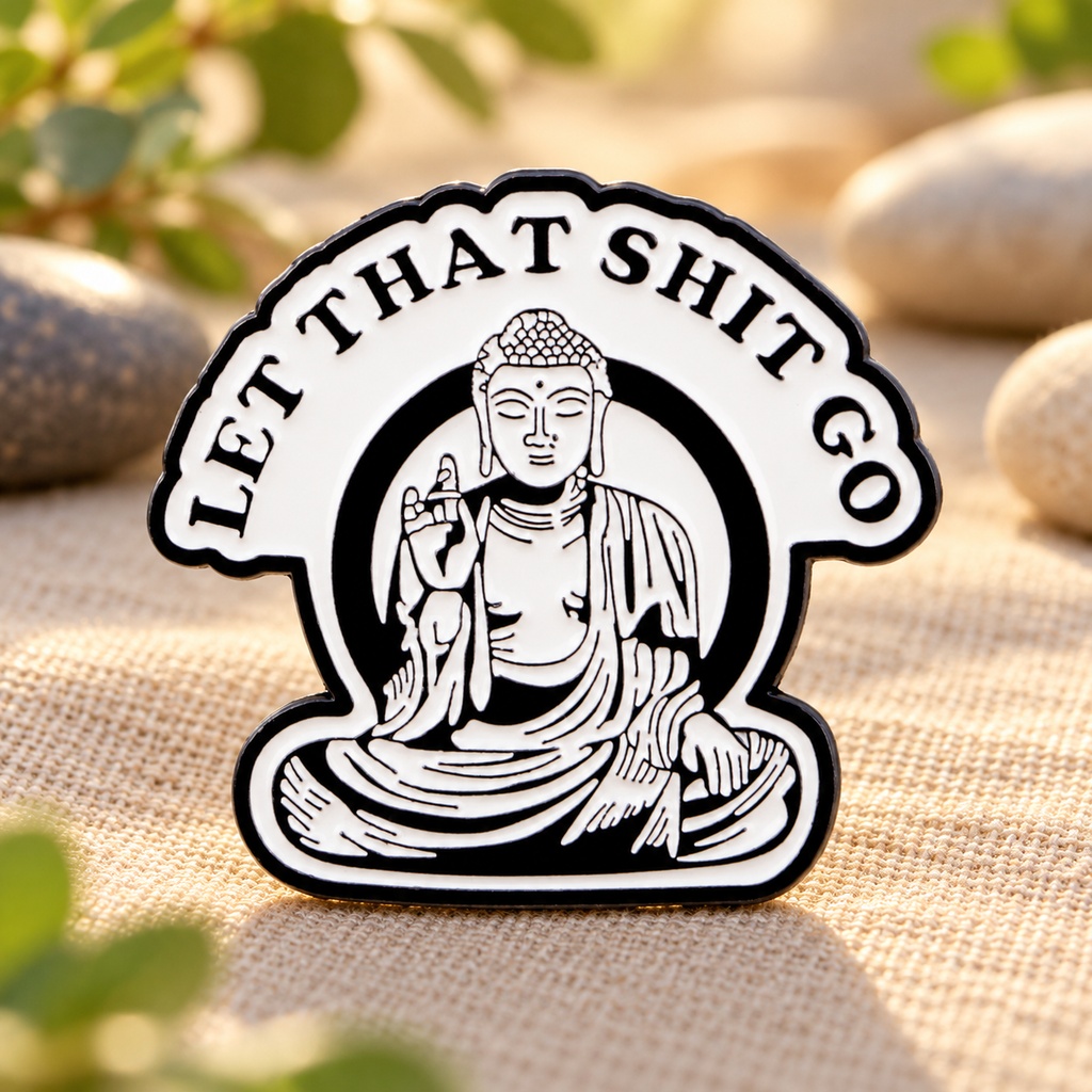 Let That Shit Go Yoga Pin lifestyle product photo