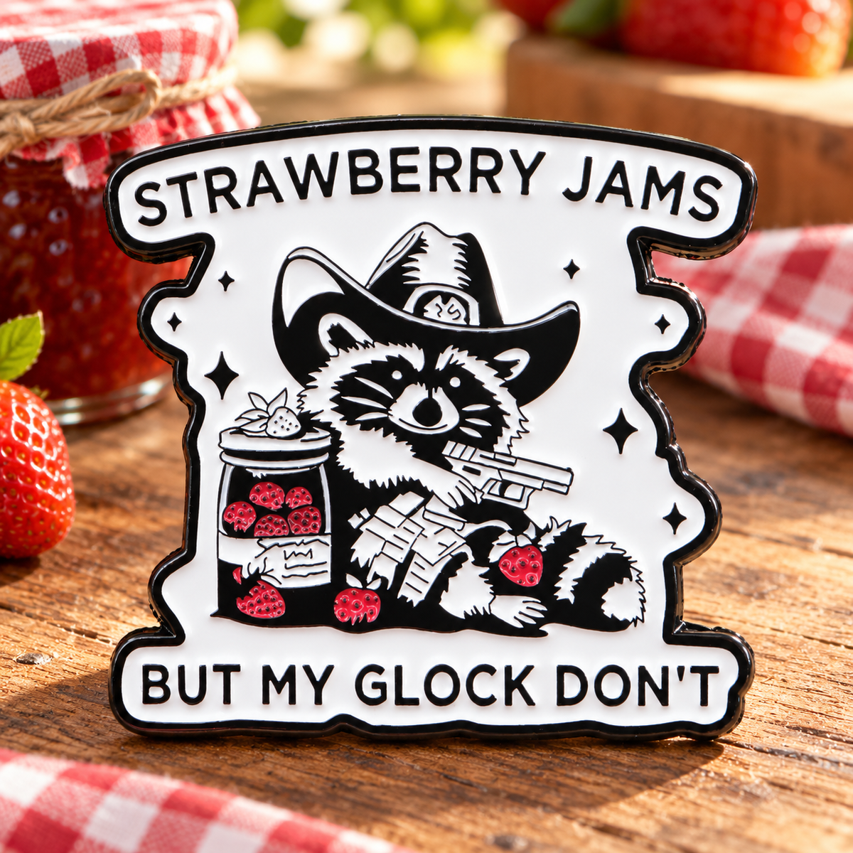 Strawberry Jams But My Glock Don't Pin lifestyle product photo
