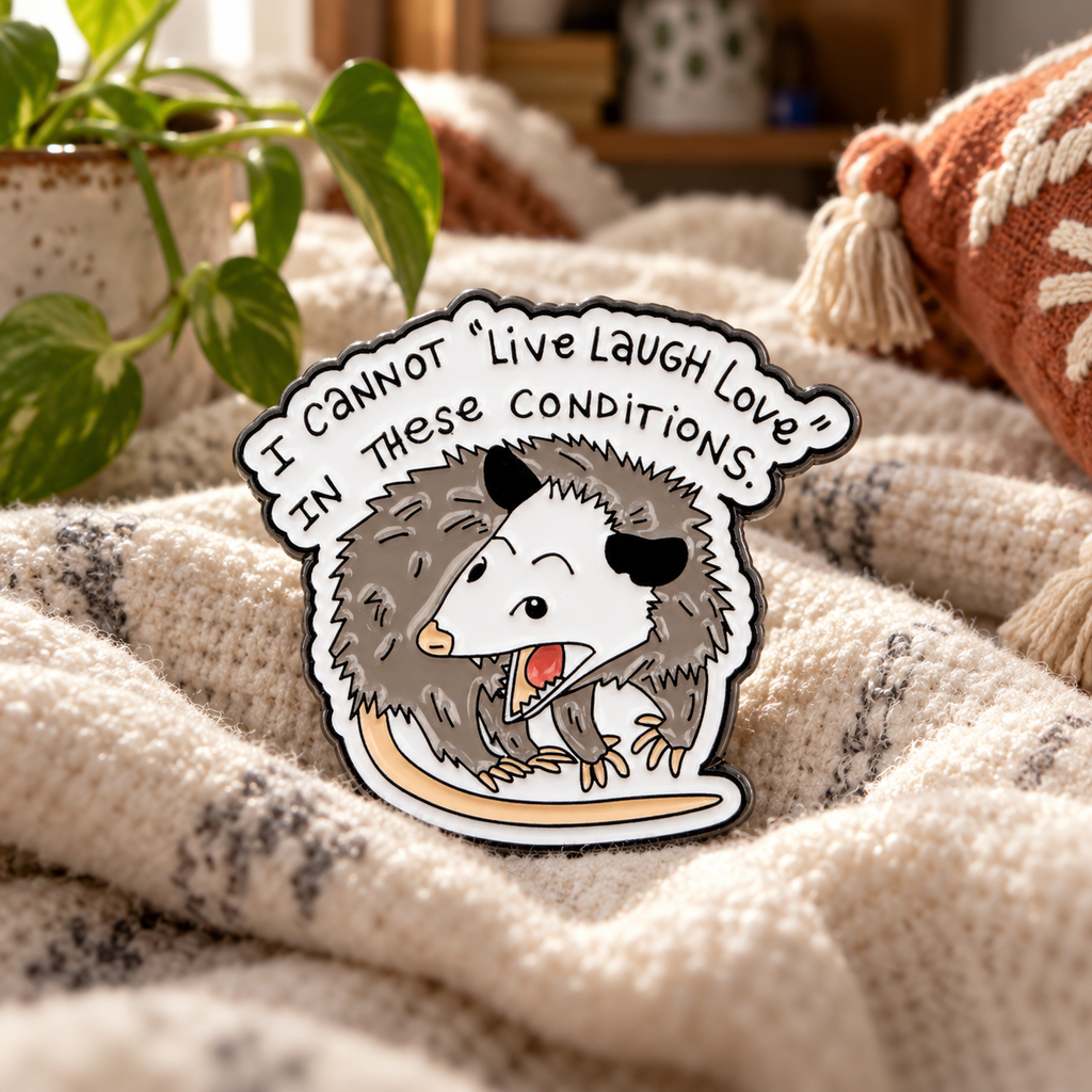 I Cannot Live Laugh Love In These Conditions Possum Pin lifestyle product photo
