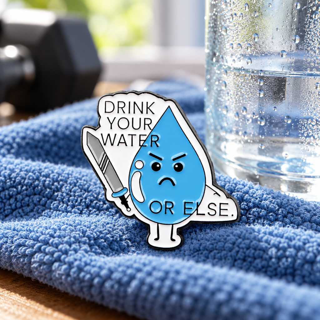 Drink Your Water Or Else. Pin lifestyle product photo