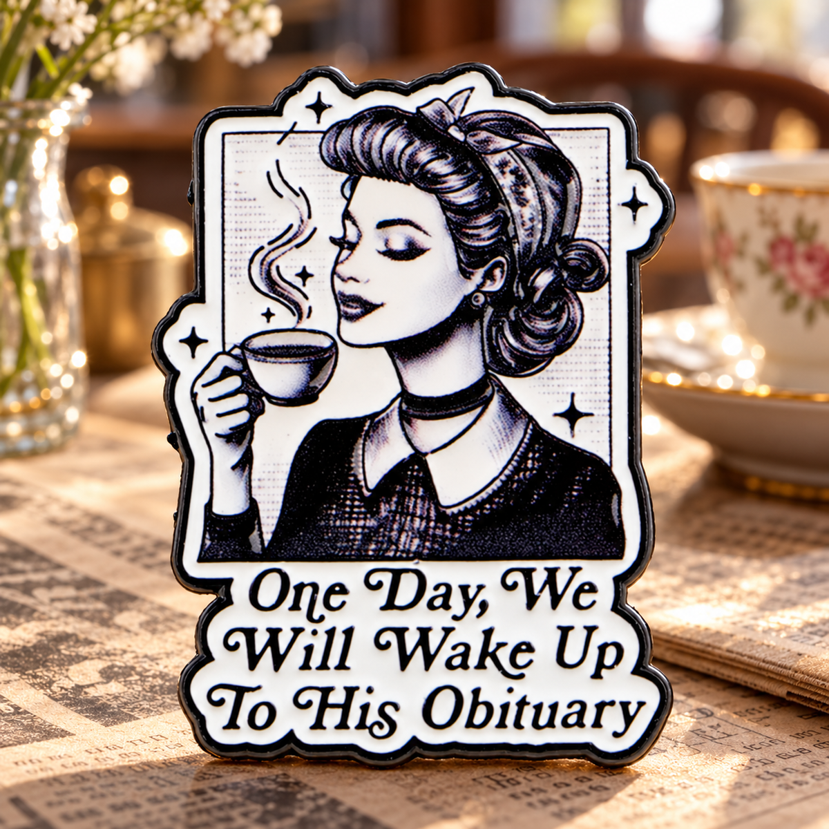 One Day We Will Wake Up To His Obituary Pin lifestyle product photo