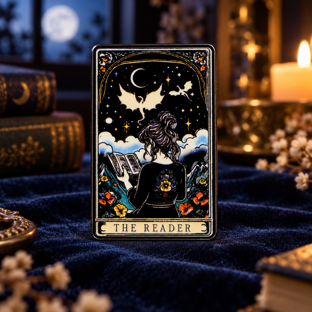 The Reader Tarot Card Pin lifestyle product photo