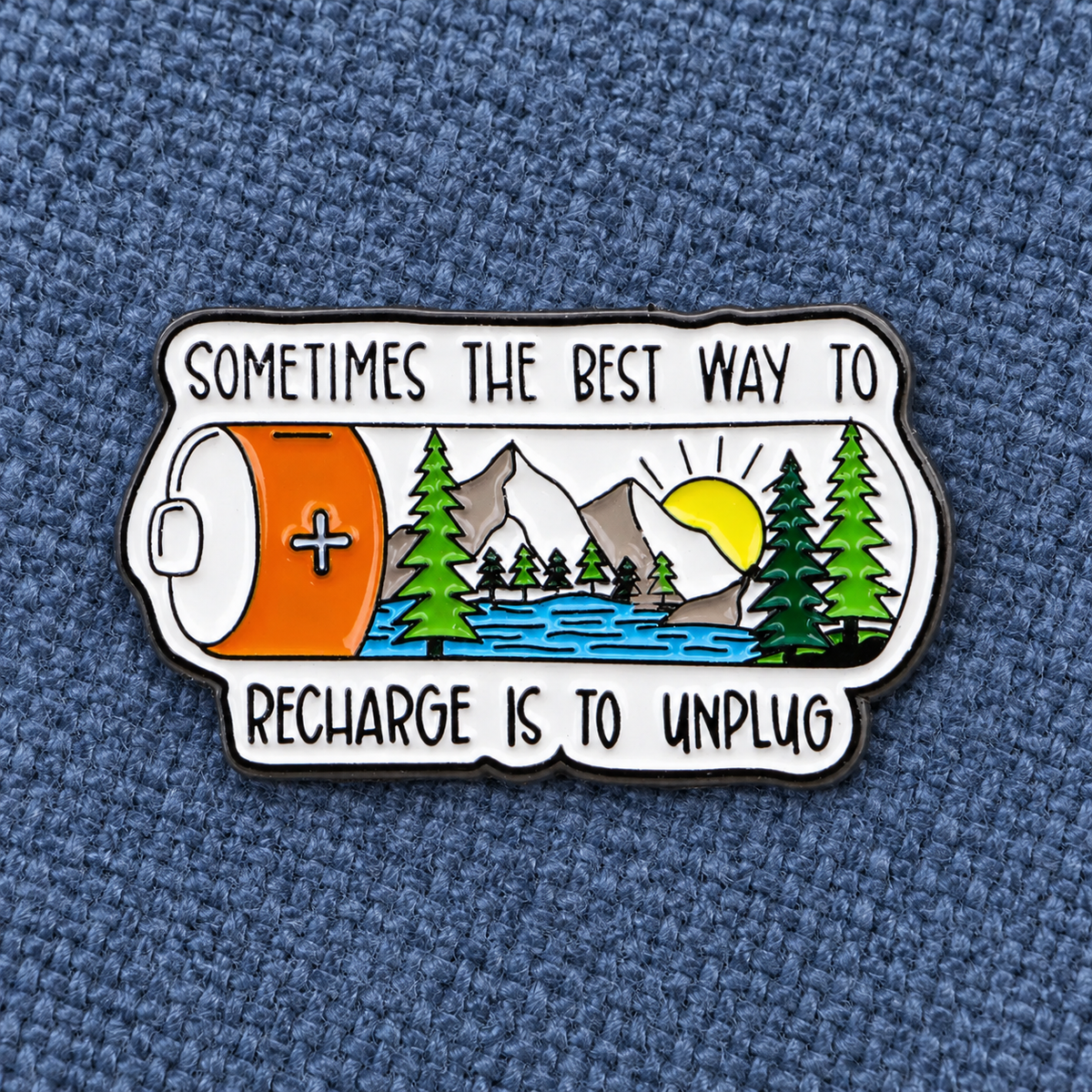 Sometimes The Best Way To Recharge Is To Unplug Pin displayed in a styled lifestyle setting