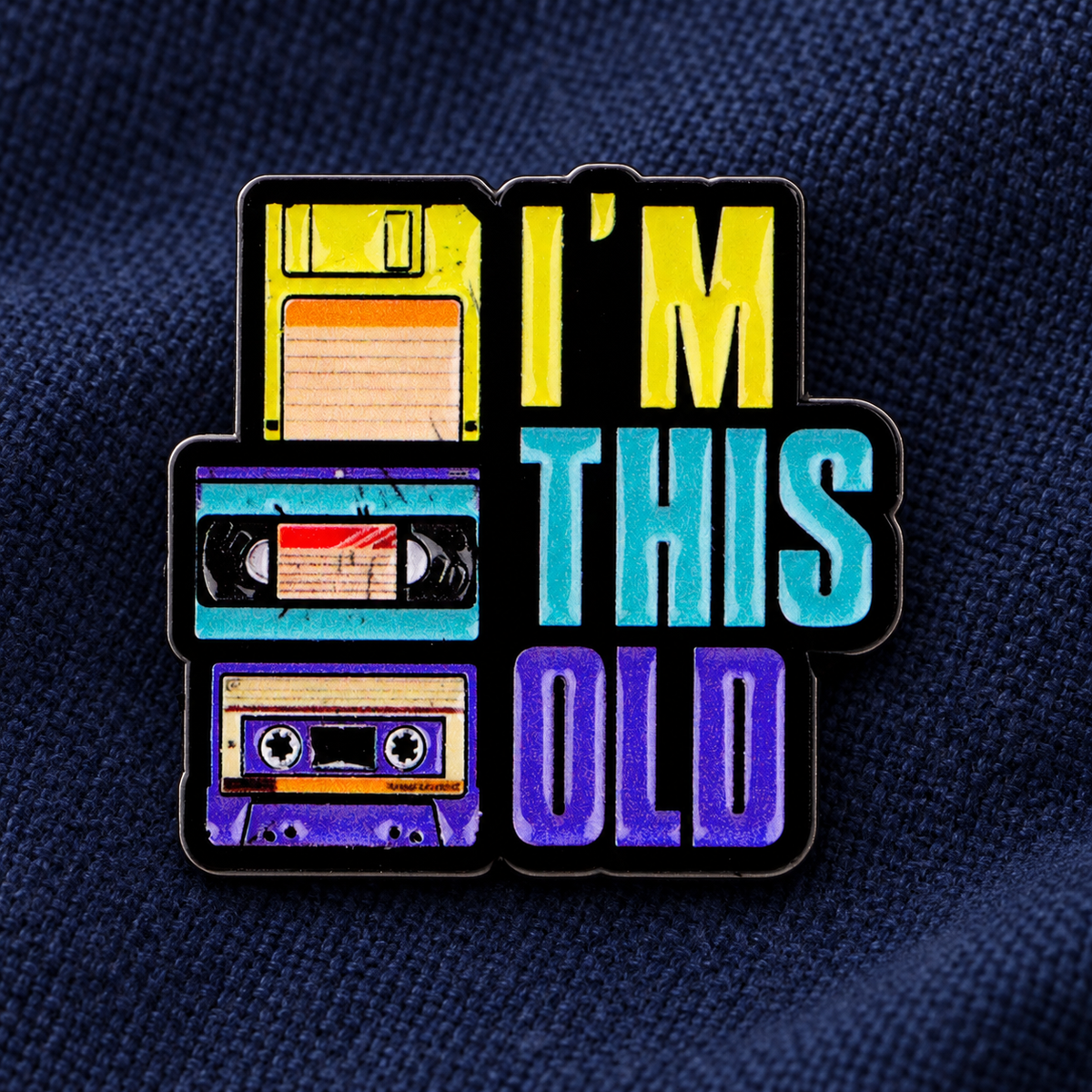 I'm This Old retro technology enamel pin lifestyle photo