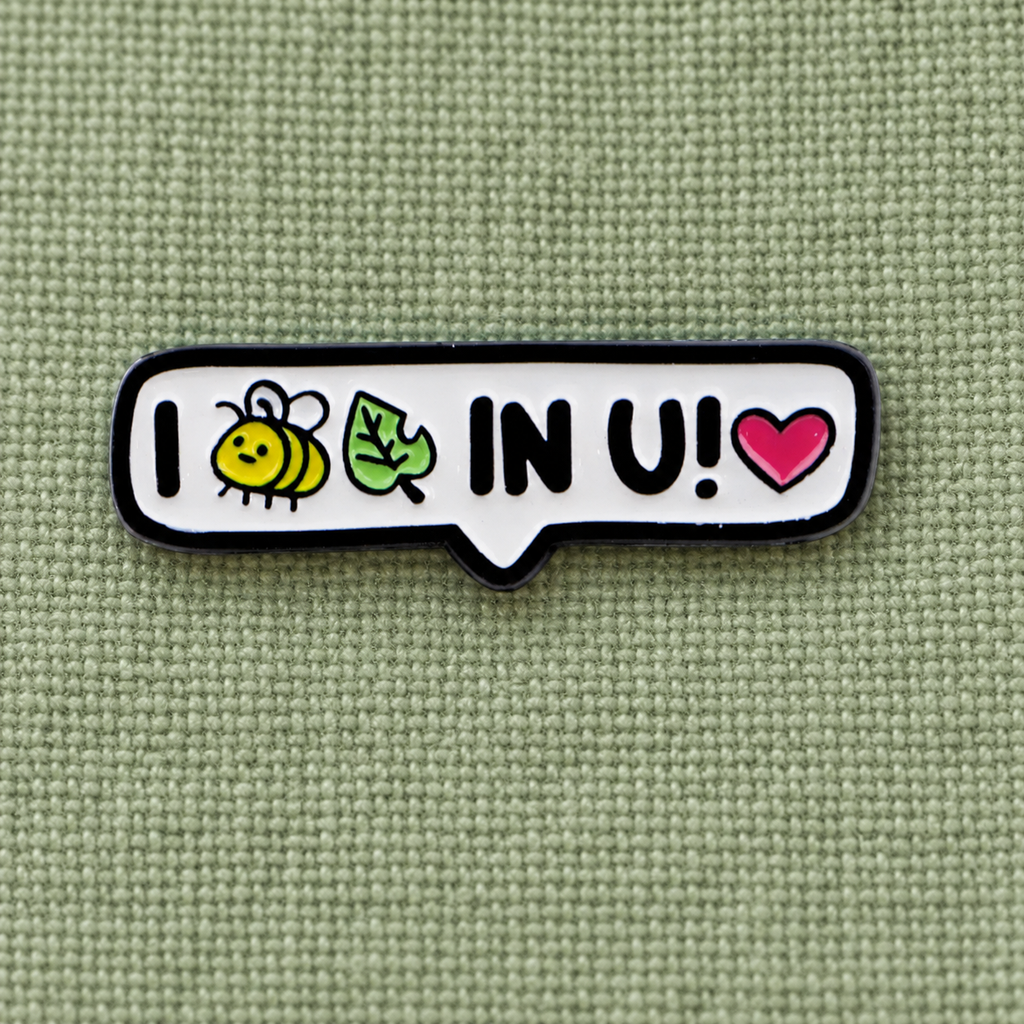 I Bee Leaf in U enamel pin lifestyle photo