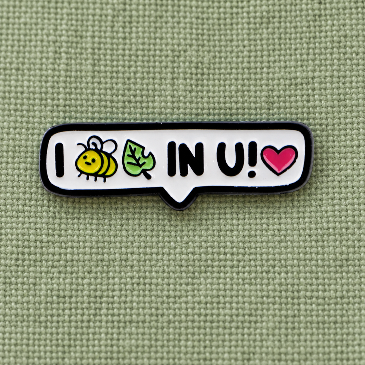 I Bee Leaf in U enamel pin lifestyle photo