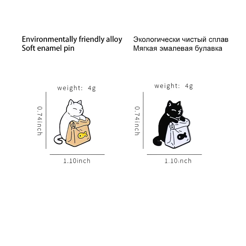 Black and White Cat Food Pins