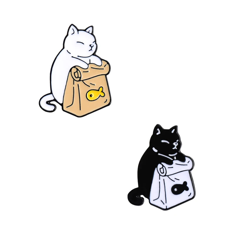 Black and White Cat Food Pins