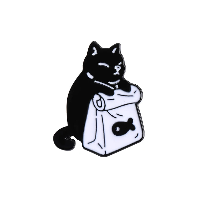 Black and White Cat Food Pins