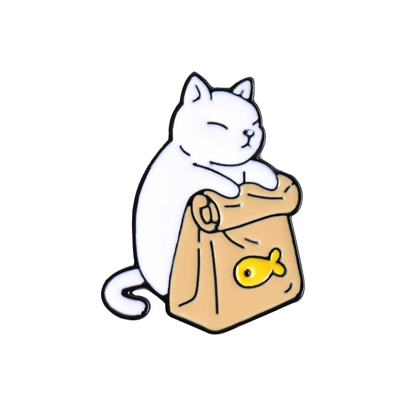 Black and White Cat Food Pins