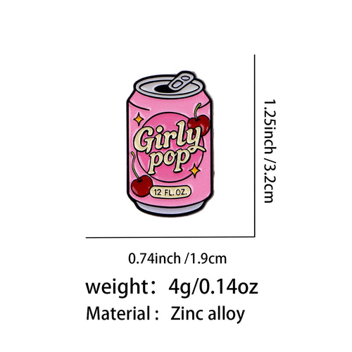 Retro Sweetheart Girly Pop Cherry Drink Can Pin