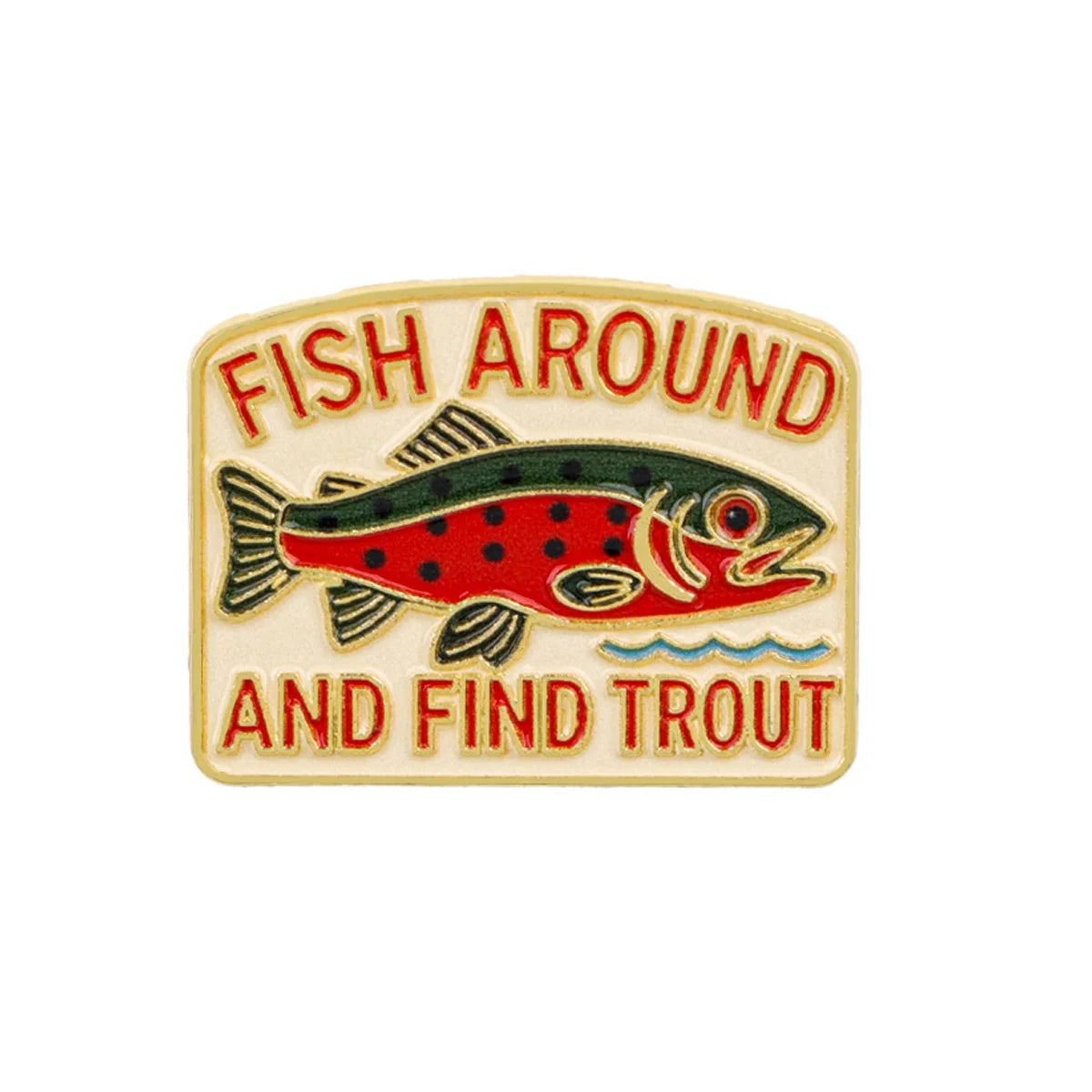 Fische herum und finde Forellen-Anstecknadel