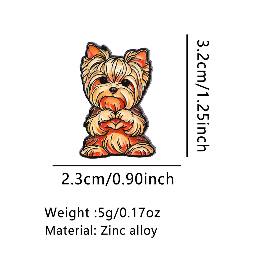 Yorkshire Terrier Red Bow Pin - size and dimensions