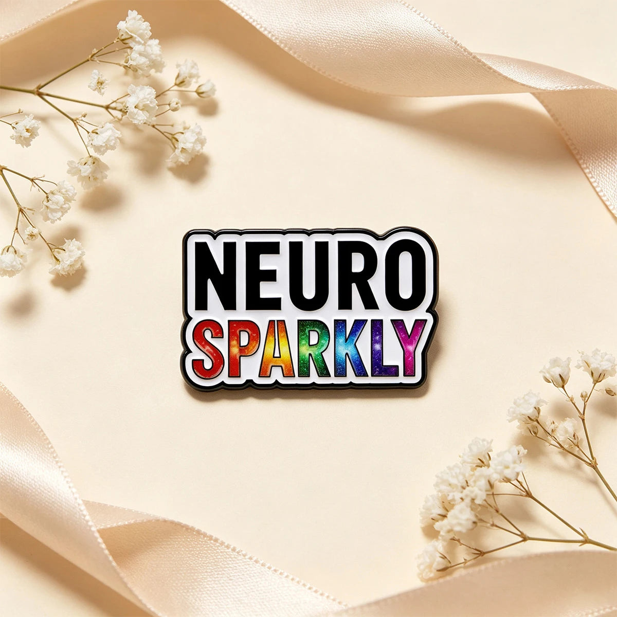 NEURO SPARKLY Enamel Pin Rainbow Brooch Pines Lapel Pins Badge on Backpack Clothing Accessories Fashion Jewelry Friends Gifts