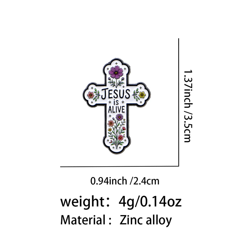 JESUS is levend emaille pin kruisbroche reverspinnen badge op rugzak kledingaccessoires modieuze sieraden cadeaus voor vrienden