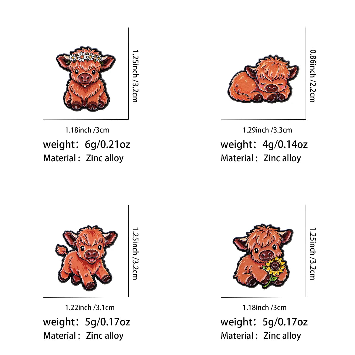 Cute Highland Cow Pins