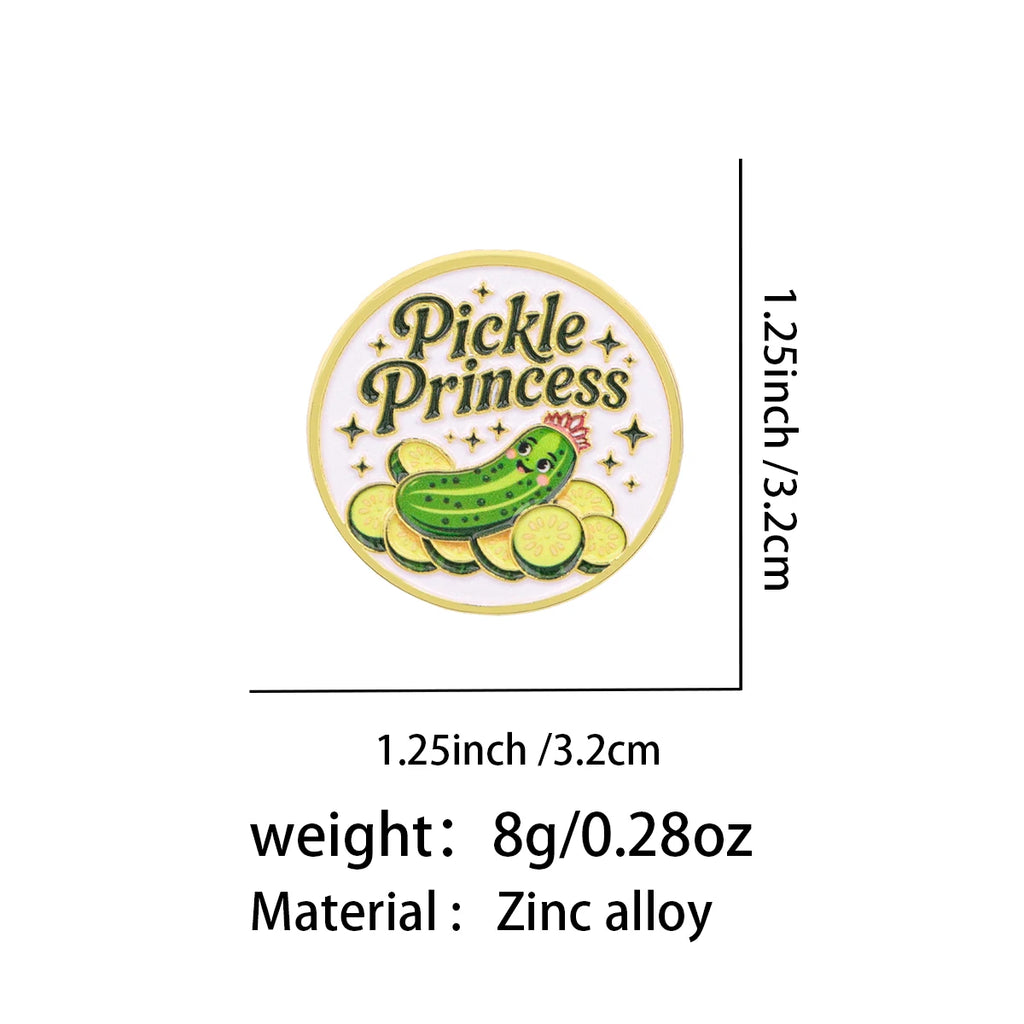 Pickle Princess Enamel Pin Cucumber Brooch Lapel Pins Badge on Backpack Clothing Accessories Fashion Jewelry Friends Gifts