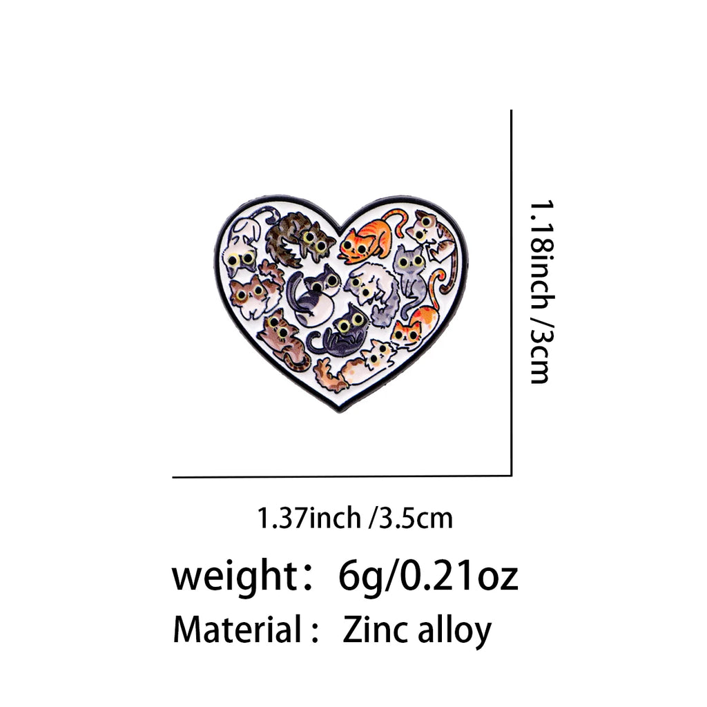 Heart Full of Cats Pin - size and dimensions