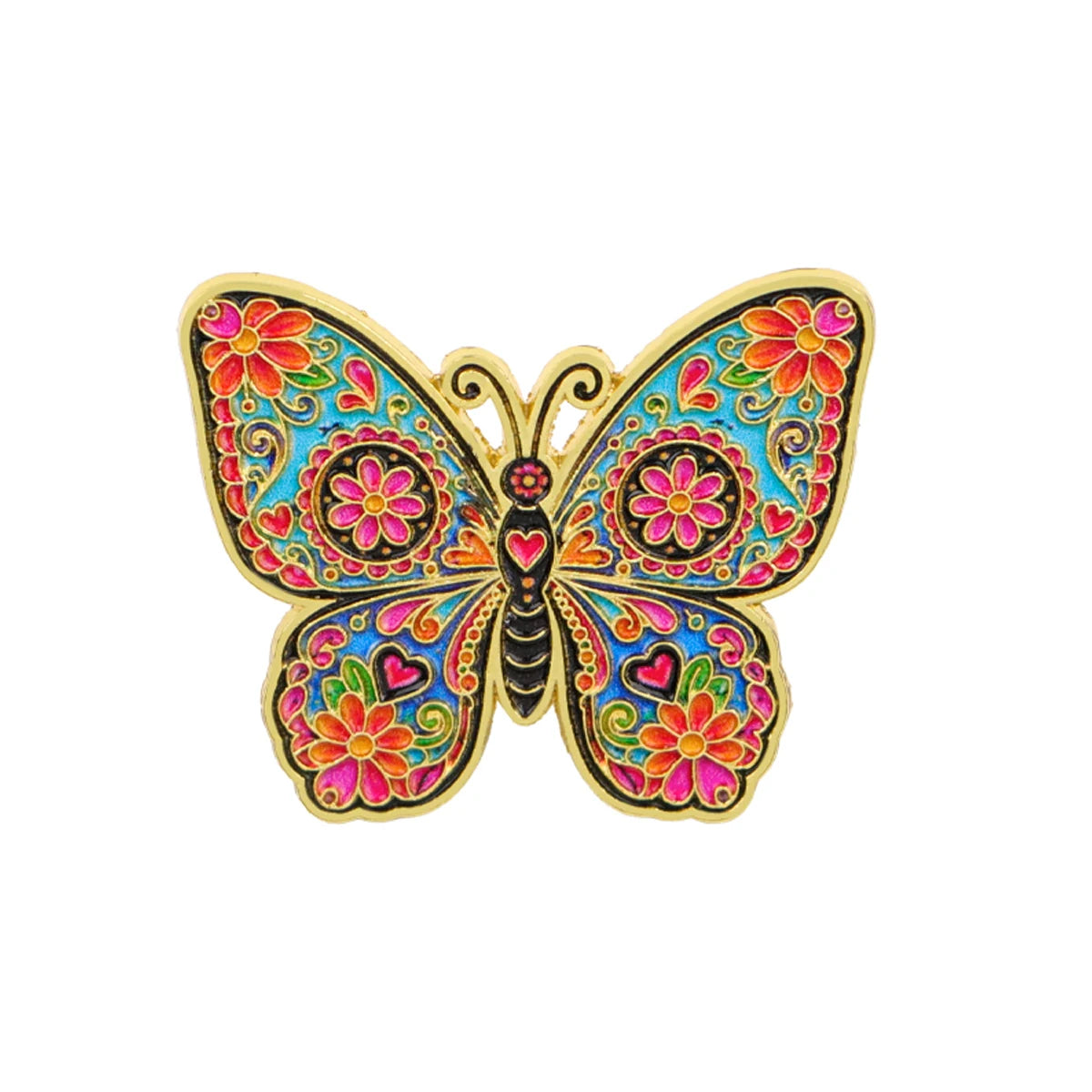 Ornate Floral Butterfly Pin