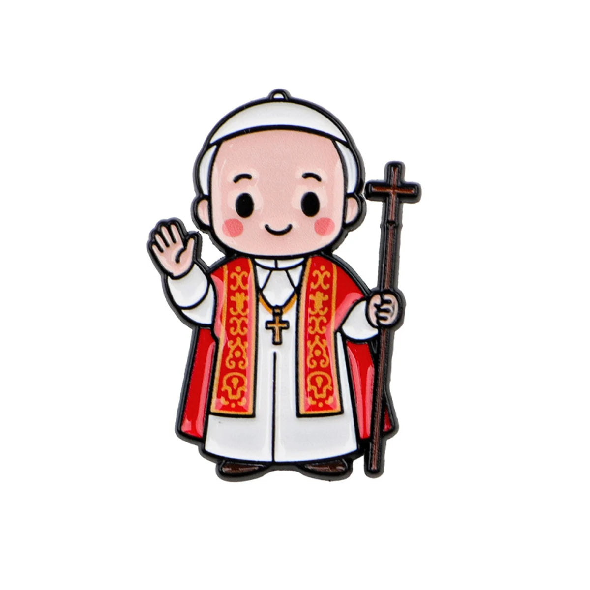 Zeichentrick-Papst mit Kreuz-Anstecknadel