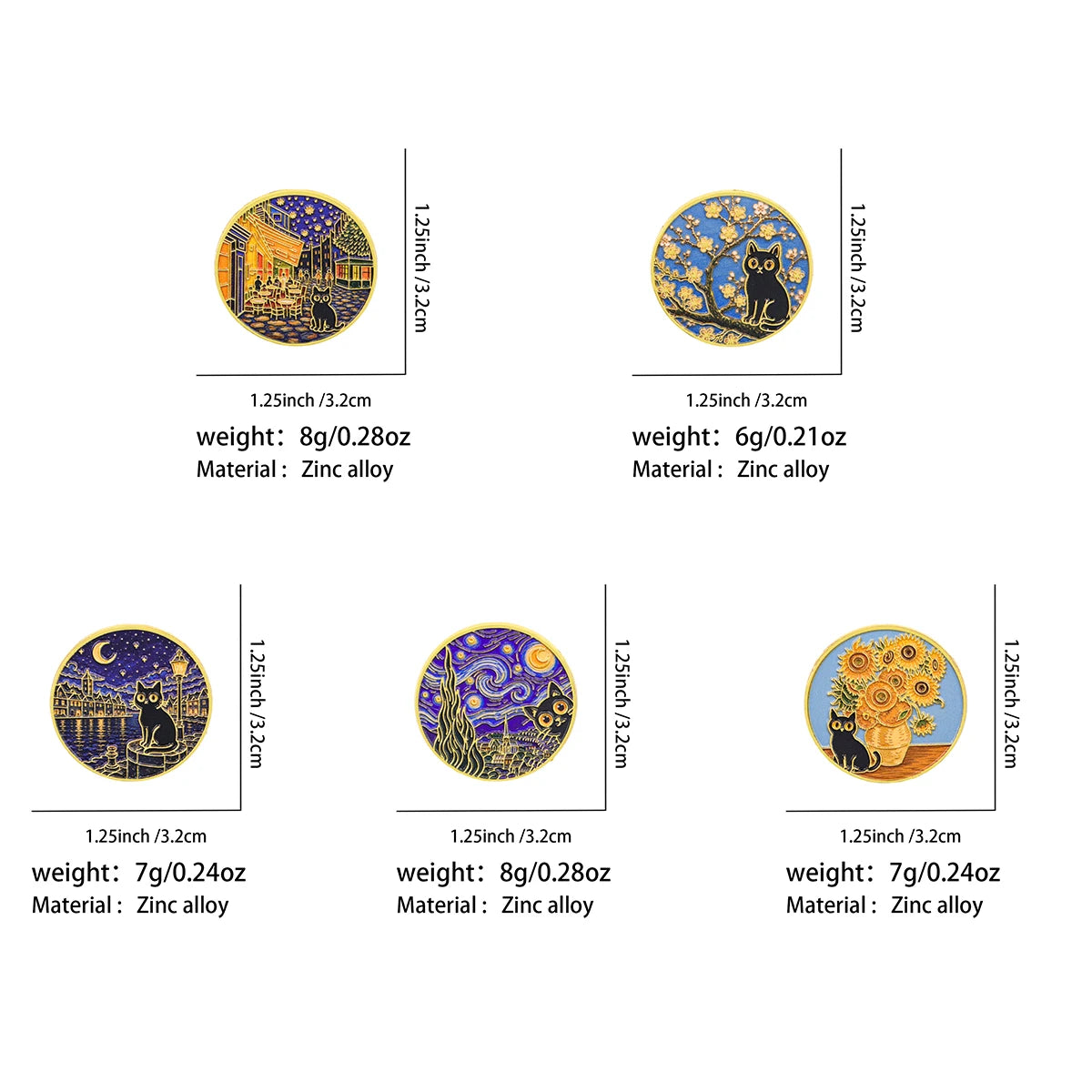 Black Cat Art Scene Pins
