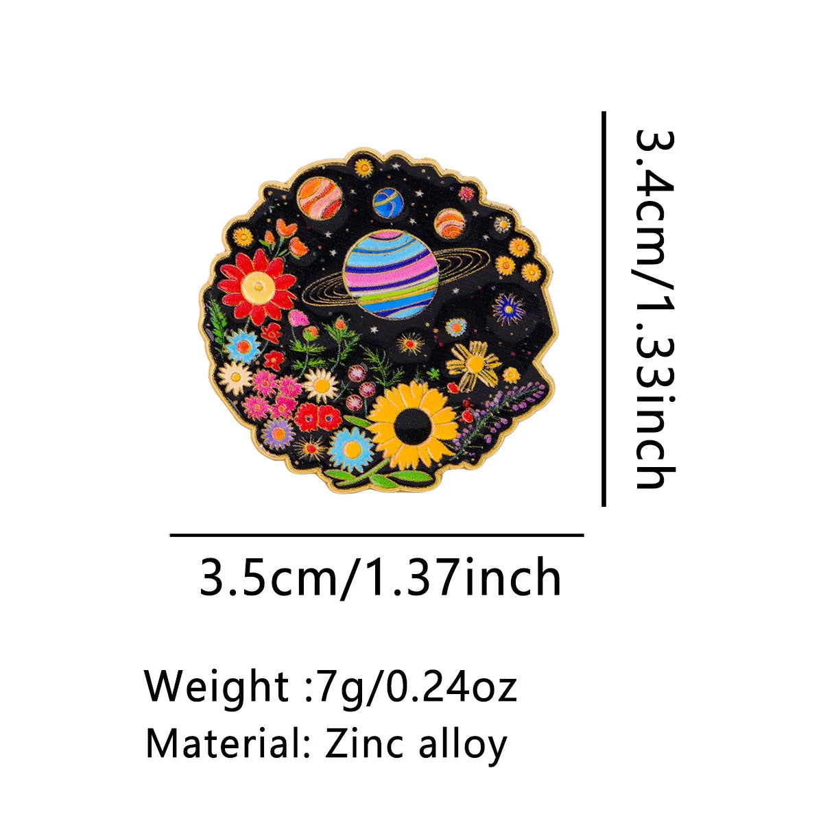 Cosmic Floral Planet Pin