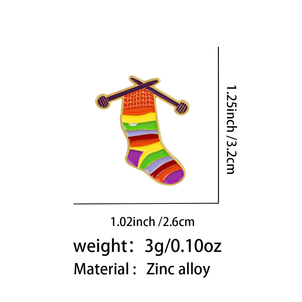 Knitted Rainbow Socks Pin