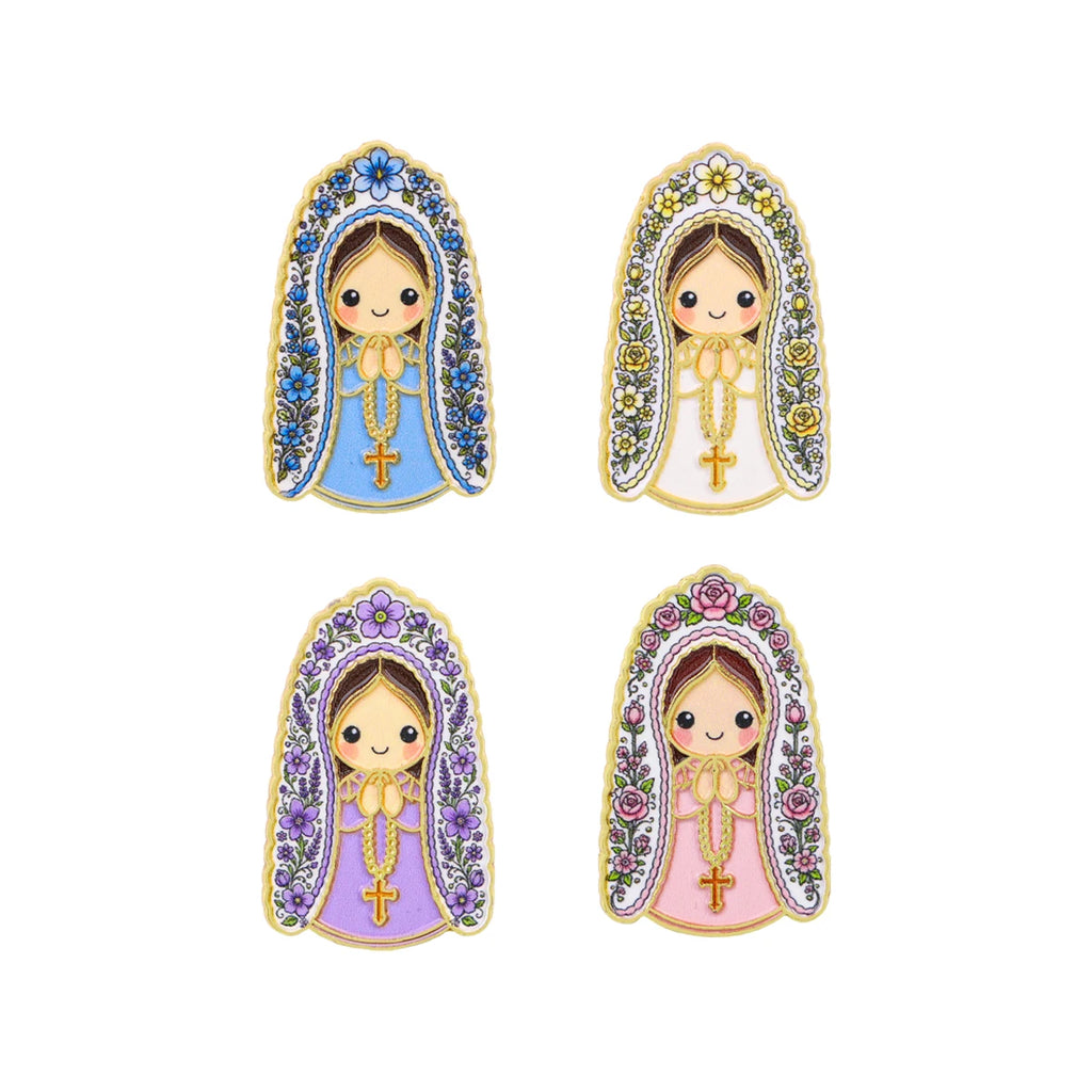 Floral Virgin Mary Pin Collection